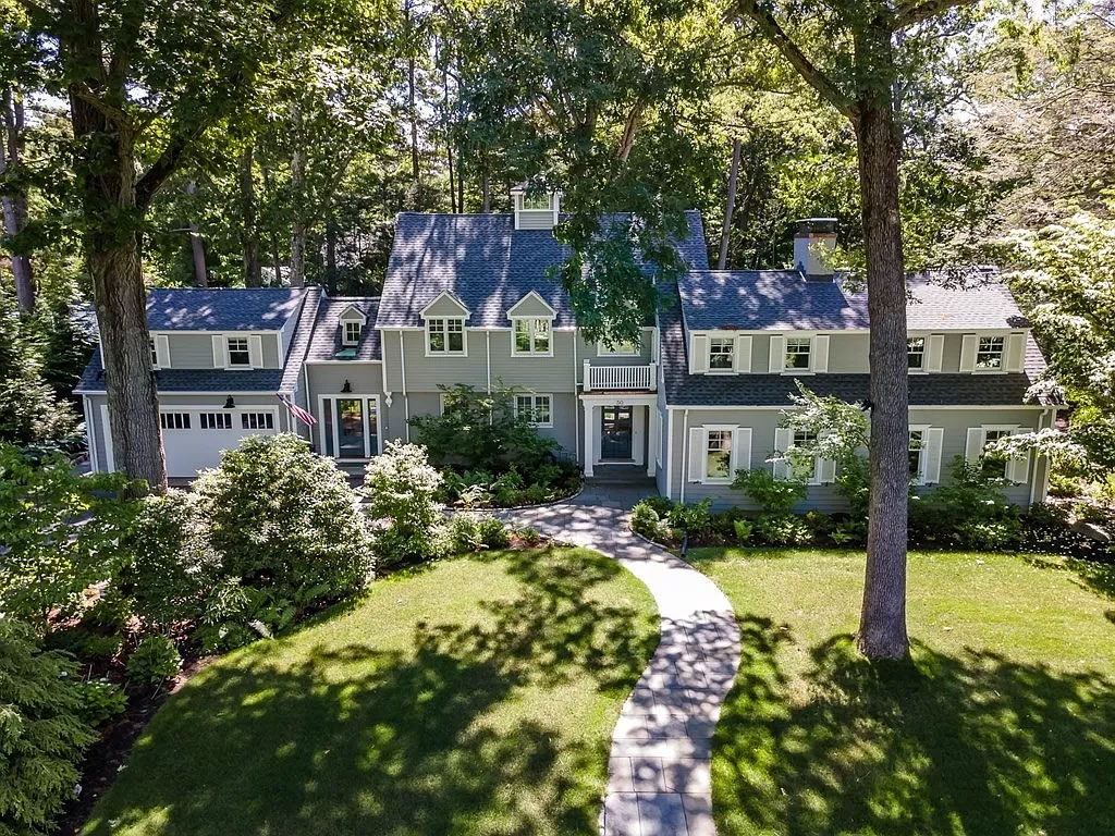 Aerial View of 30 Whiting Road, Wellesley MA